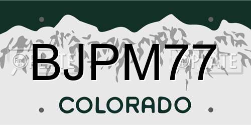 BJPM77 Colorado License Plate