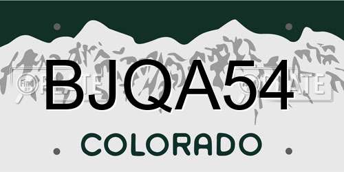 BJQA54 Colorado License Plate