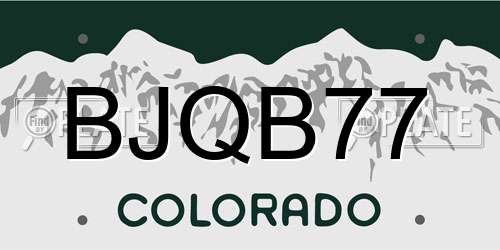 BJQB77 Colorado License Plate