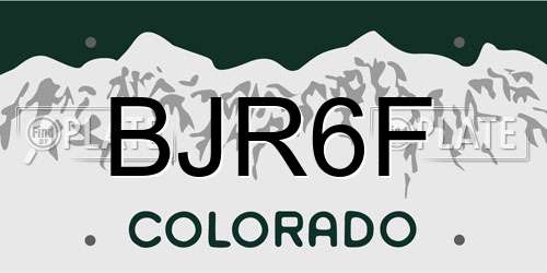 BJR6F Colorado License Plate