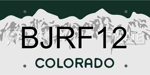 BJRF12 Colorado License Plate