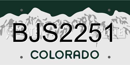 BJS2251 Colorado License Plate