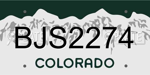BJS2274 Colorado License Plate