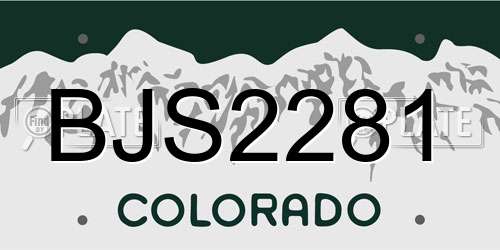 BJS2281 Colorado License Plate