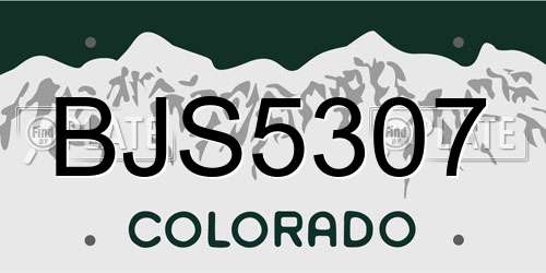 BJS5307 Colorado License Plate