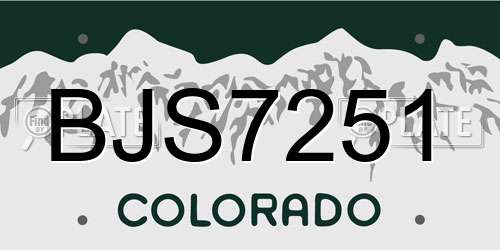 BJS7251 Colorado License Plate