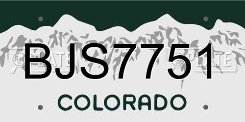 BJS7751 Colorado License Plate