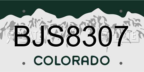 BJS8307 Colorado License Plate