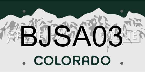 BJSA03 Colorado License Plate