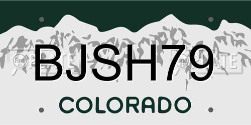 BJSH79 Colorado License Plate