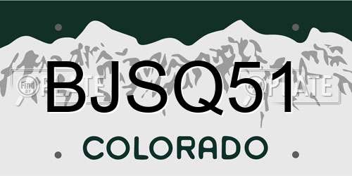 BJSQ51 Colorado License Plate