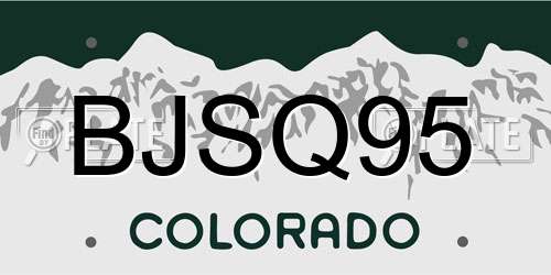 BJSQ95 Colorado License Plate