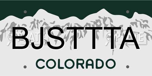 BJSTTTA Colorado License Plate