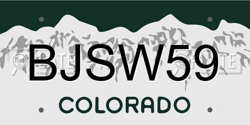 BJSW59 Colorado License Plate