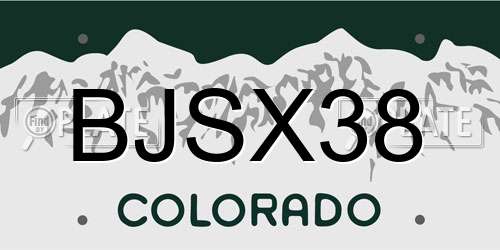 BJSX38 Colorado License Plate
