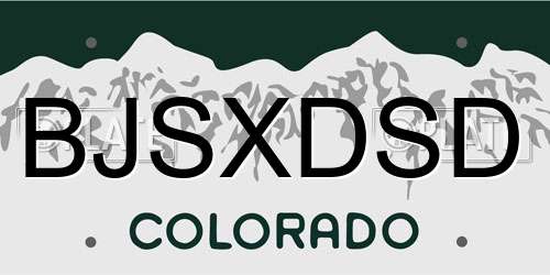 BJSXDSD Colorado License Plate