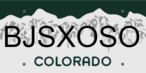 BJSXOSO Colorado License Plate