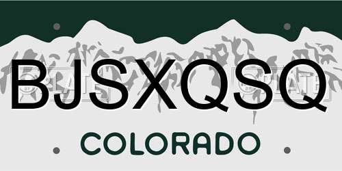 BJSXQSQ Colorado License Plate