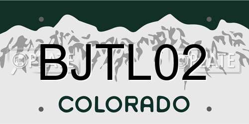 BJTL02 Colorado License Plate