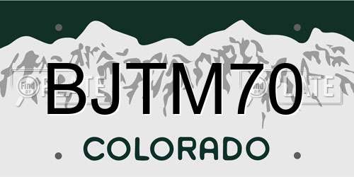 BJTM70 Colorado License Plate