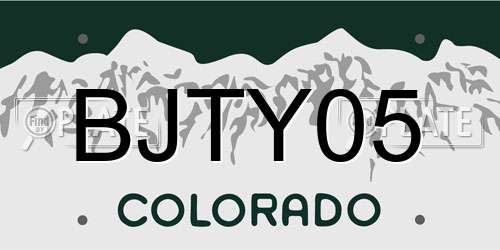 BJTY05 Colorado License Plate