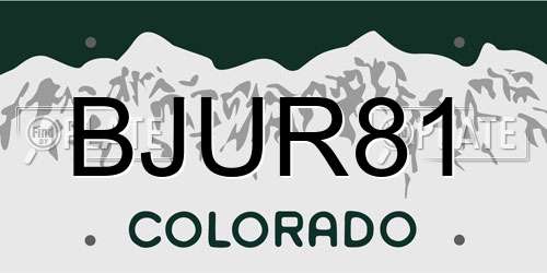 BJUR81 Colorado License Plate