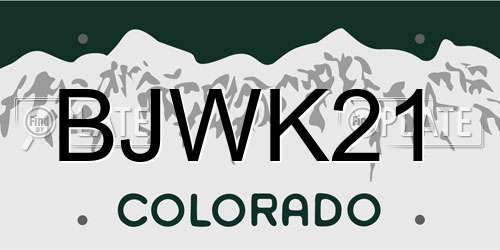 BJWK21 Colorado License Plate