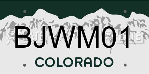 BJWM01 Colorado License Plate