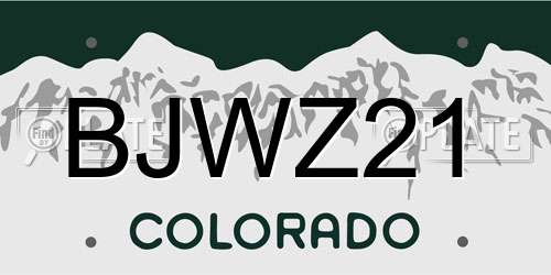 BJWZ21 Colorado License Plate