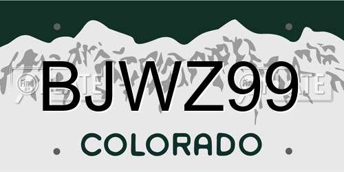 BJWZ99 Colorado License Plate