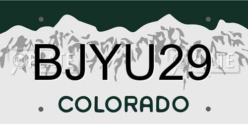 BJYU29 Colorado License Plate