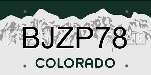 BJZP78 Colorado License Plate