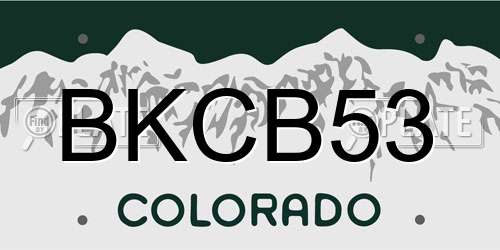 BKCB53 Colorado License Plate