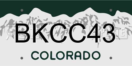 BKCC43 Colorado License Plate