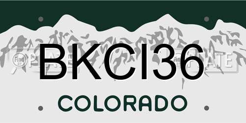 BKCI36 Colorado License Plate