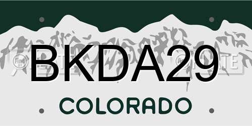 BKDA29 Colorado License Plate