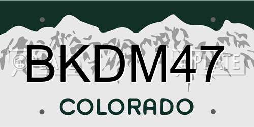 BKDM47 Colorado License Plate