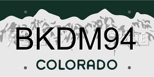BKDM94 Colorado License Plate