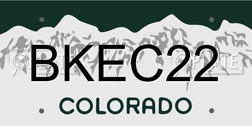 BKEC22 Colorado License Plate