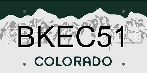 BKEC51 Colorado License Plate