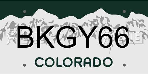 BKGY66 Colorado License Plate