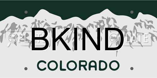 BKIND Colorado License Plate