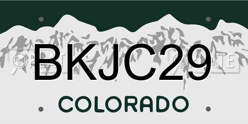 BKJC29 Colorado License Plate