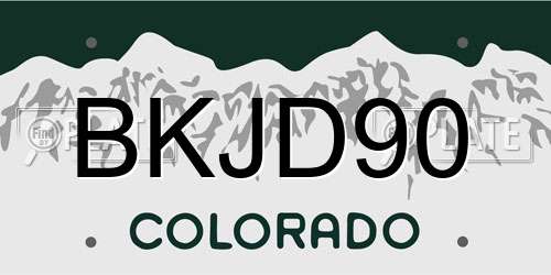 BKJD90 Colorado License Plate