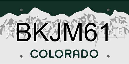BKJM61 Colorado License Plate
