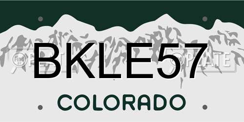 BKLE57 Colorado License Plate
