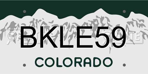 BKLE59 Colorado License Plate