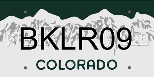 BKLR09 Colorado License Plate