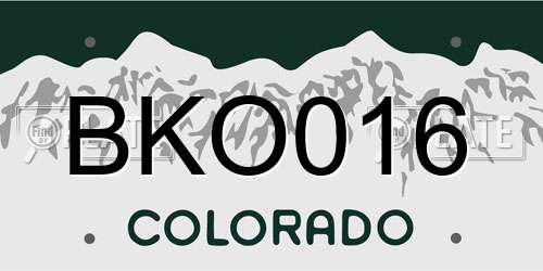 BKO016 Colorado License Plate
