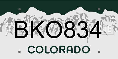 BKO834 Colorado License Plate